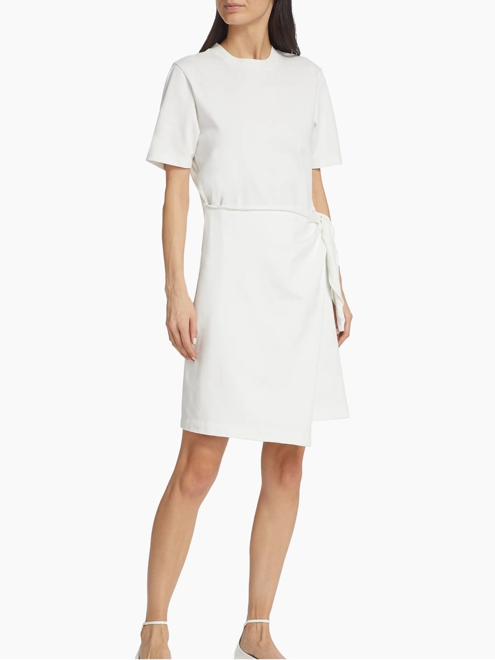 NWT Vince 100% Cotton Side Tie T-Shirt Dress, White – Size Small *Flaw